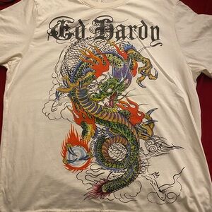 Ed Hardy cream Tee with Black Graphic